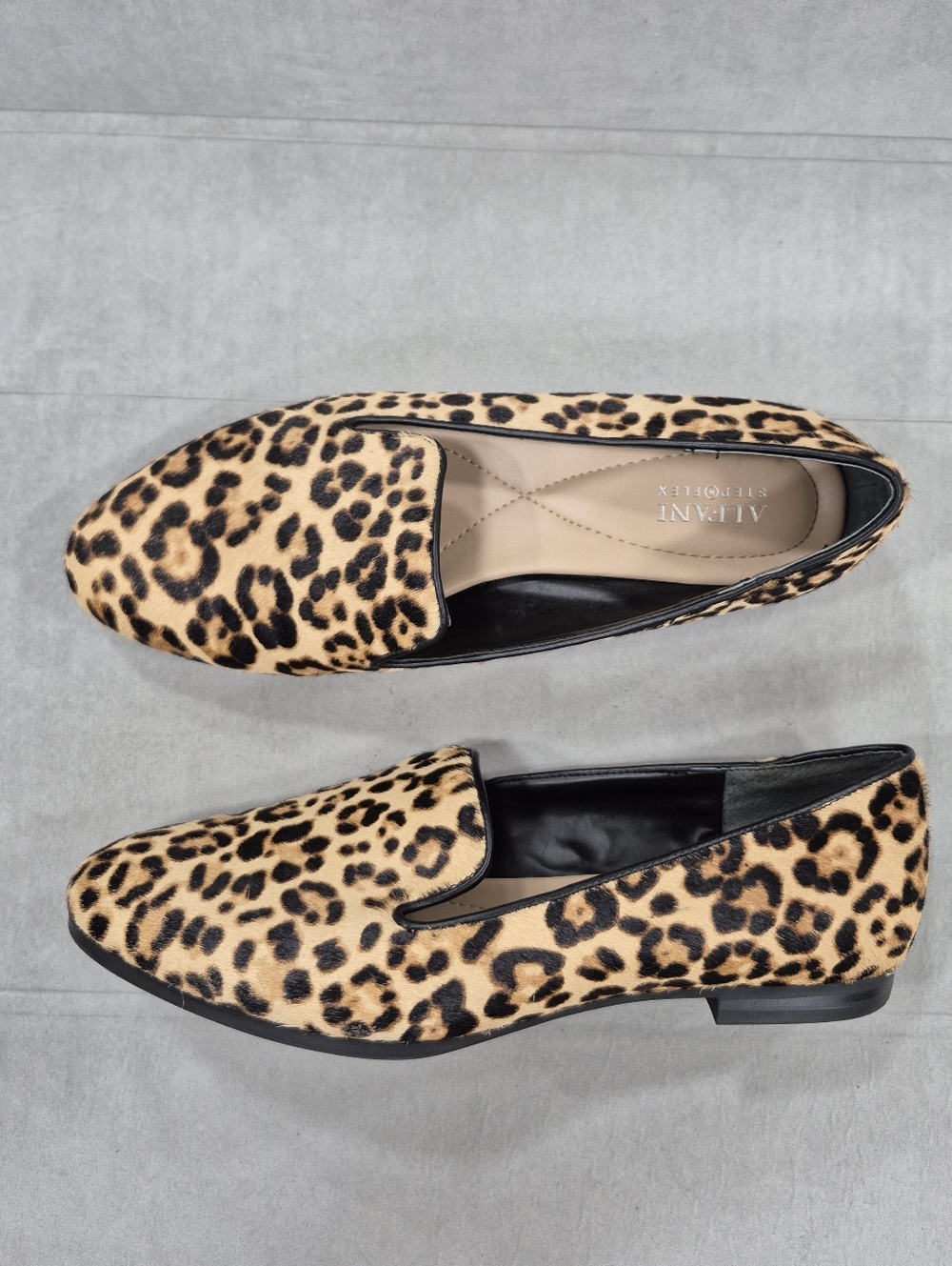 Alfani Oceanaa loafers women's 9.5M leopard print calf hair Step N Flex F38148